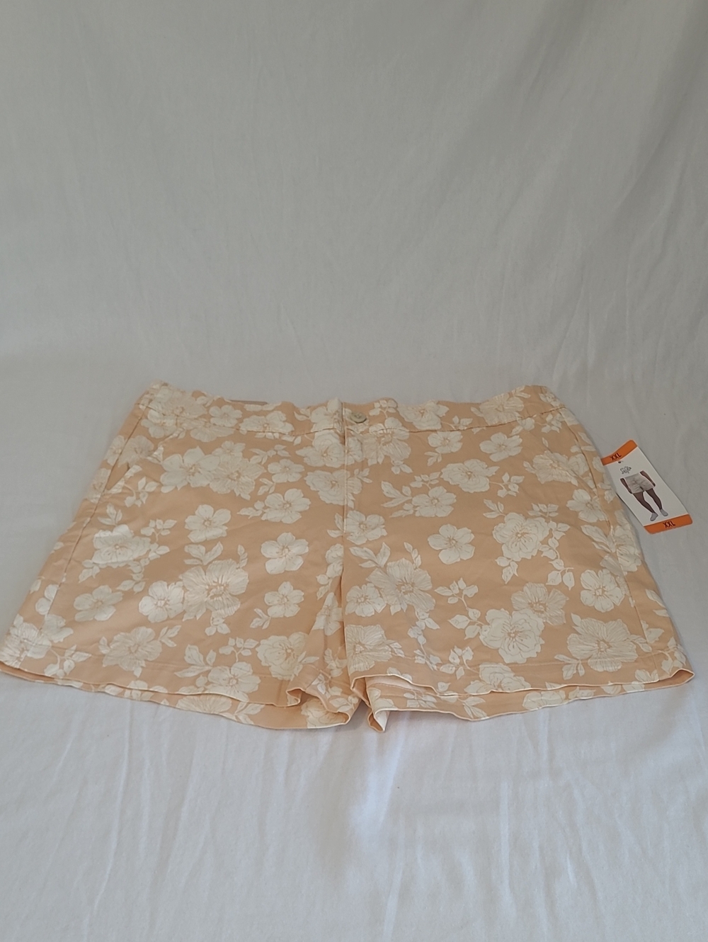 NWT JACHS Girlfriend Peach Floral Chino Shorts
